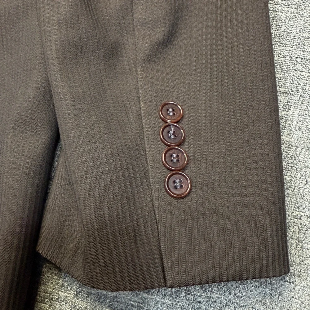 Pronto Uomo Blazer Mens 48L Brown Pinstripe Wool Zignone Italy Sport Coat